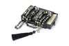 8mm Black Veined Jasper Mala Beads Wrap Necklace with Removable Tassel - MeruBeads
