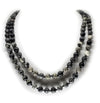 8mm Black Veined Jasper Mala Beads Wrap Necklace with Removable Tassel - MeruBeads