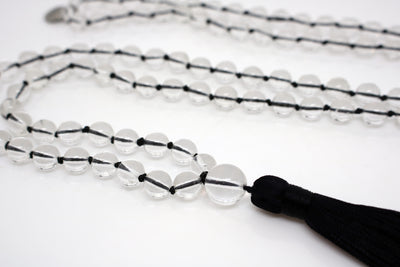 Clear Quartz Mala Beads Necklace - "I am Limitless" - MeruBeads