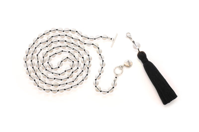 8mm Clear Quartz Mala Beads Wrap Necklace with Removable Tassel - MeruBeads