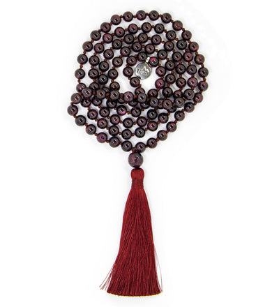 Garnet Jade Mala Beads Necklace - "I am Love" - MeruBeads