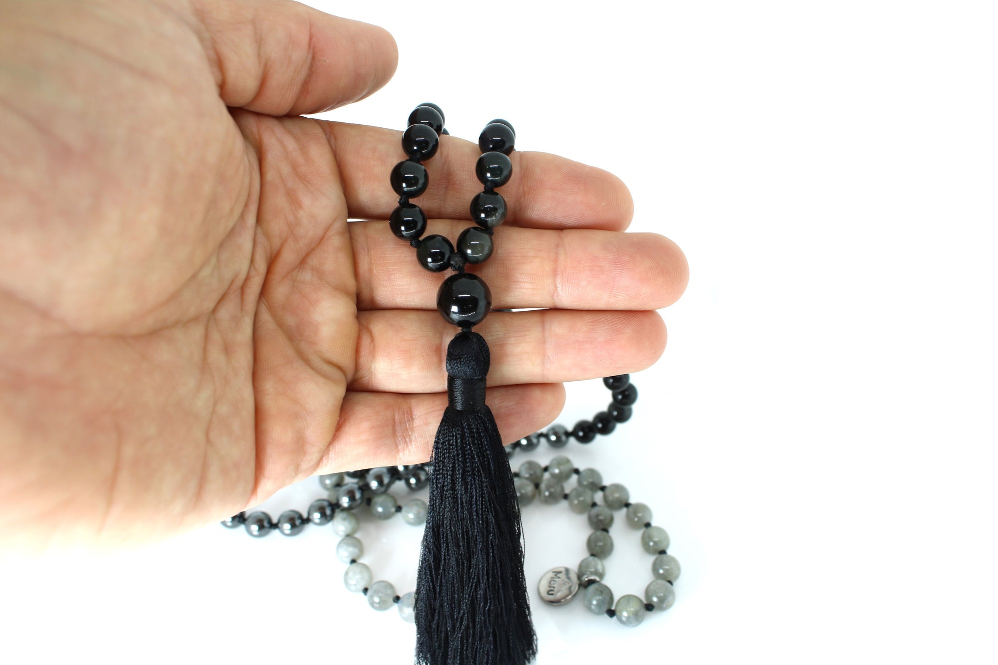 Labradorite, Obsidian & Hematite Ombre Mala Beads - I am Order