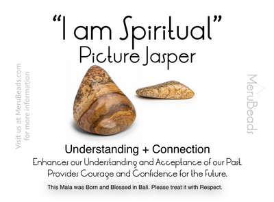 Picture Jasper Mala Beads Necklace - "I am Spiritual" - MeruBeads