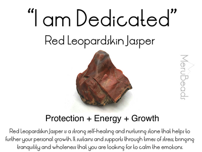 Red Leopardskin Jasper Mala Beads Necklace - "I am Dedicated" - MeruBeads