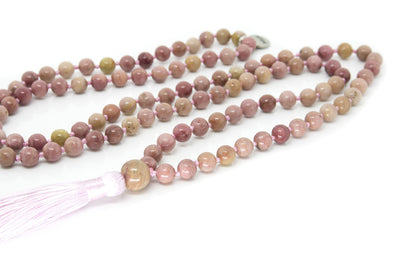 Rhodonite Mala Beads Necklace - Gemstone Guru - MeruBeads