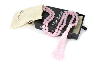 Hand Knotted Rose Quartz 108 beads Jap Mala