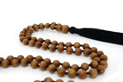 Sandalwood Mala Beads Necklace - "I am Peace" - MeruBeads