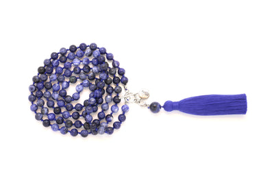 8mm Sodalite Blue Mala Beads Wrap Necklace with Removable Tassel - MeruBeads