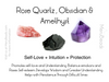 Triple Starcut Bracelet - Amethyst, Rose Quartz and Obsidian - MeruBeads