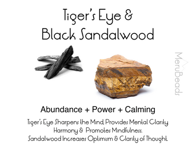 Tiger's Eye Red & Black Sandalwood Wrap Bracelet for Men - MeruBeads