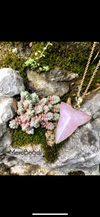 Rose Quartz Arrowhead Pendant Charm with Gold Plated Necklace - MeruBeads